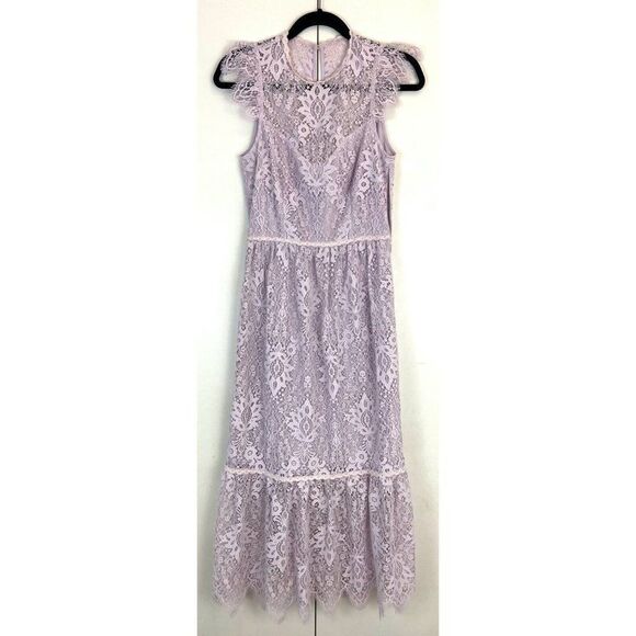 Saylor pink lace midi dress 6 - Picture 1 of 5